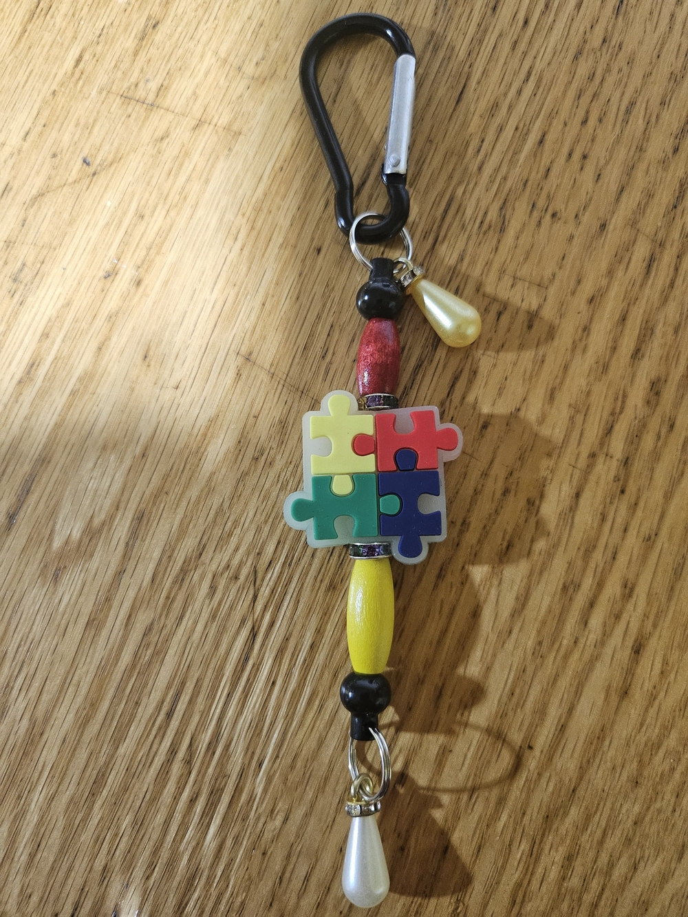 2/15$ Autism Puzzle Keychain Charm - Multicolor